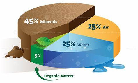 graphic representing the distribution of water, air, minerals and organic matter in soil