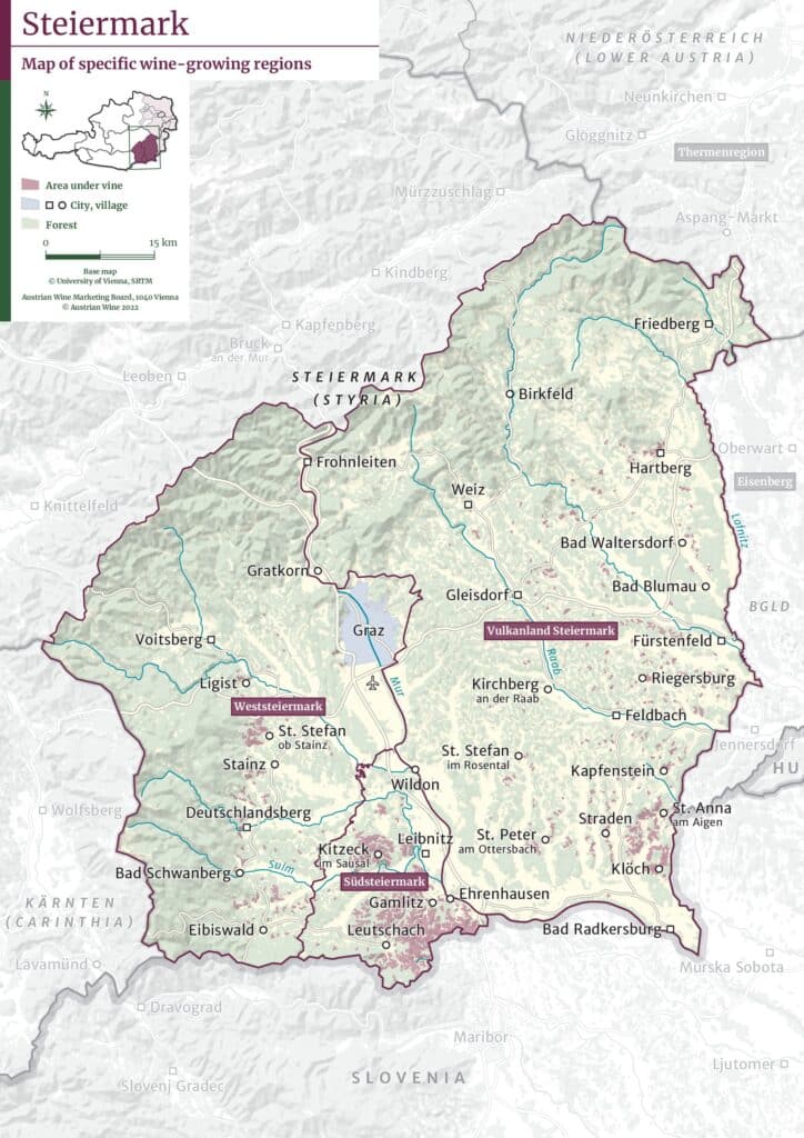 map of Steiermark wine region