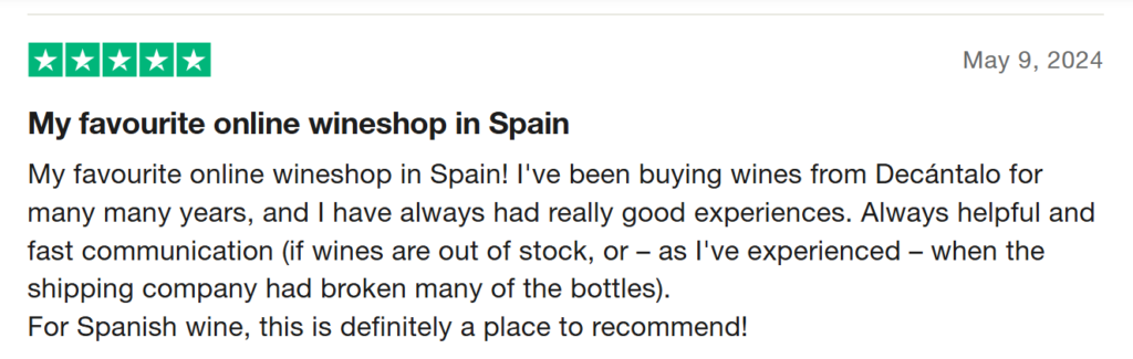 screenshot of trustpilot review on bottle damage