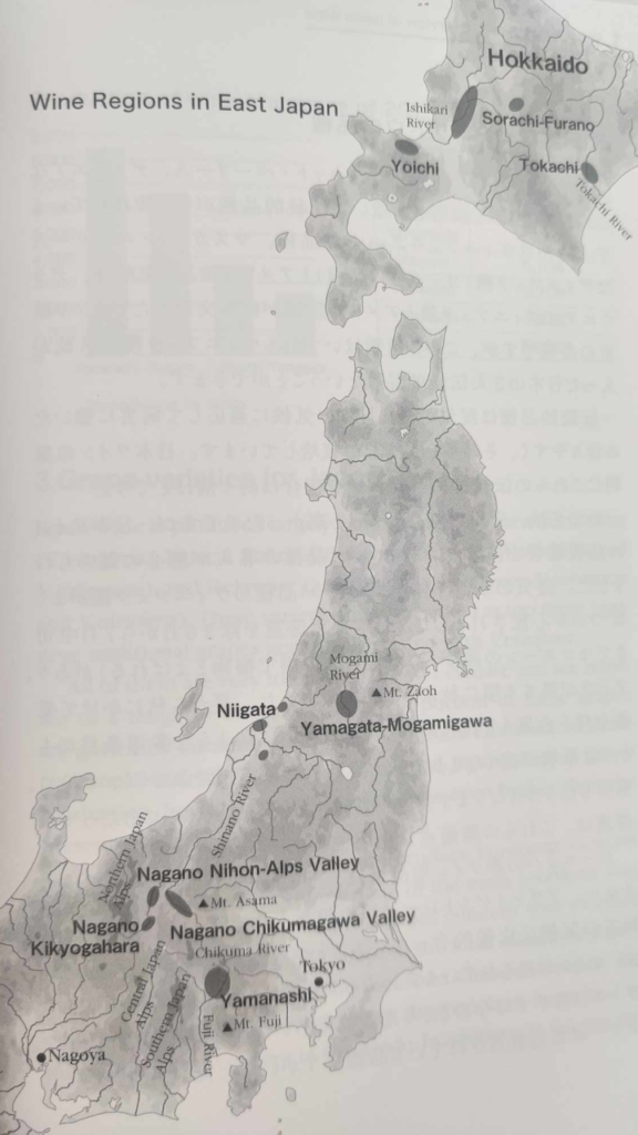 photo of a wine map of Japan