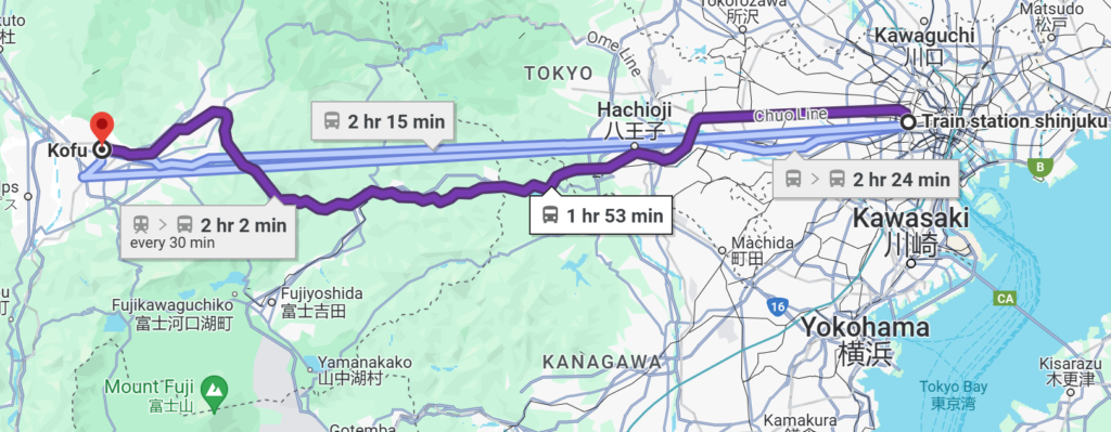 How to reach Yamanashi from Tokyo