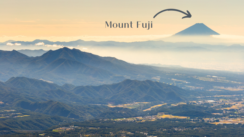 Scenic view of Yamanashi wine region with Mount Fuji in the background