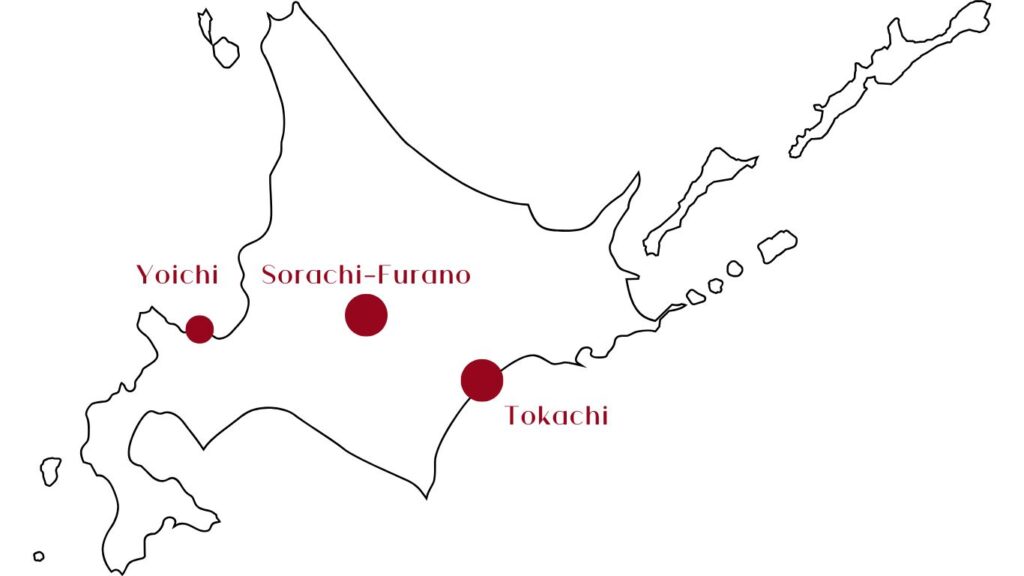 map of sub wine regions of Hokkaido