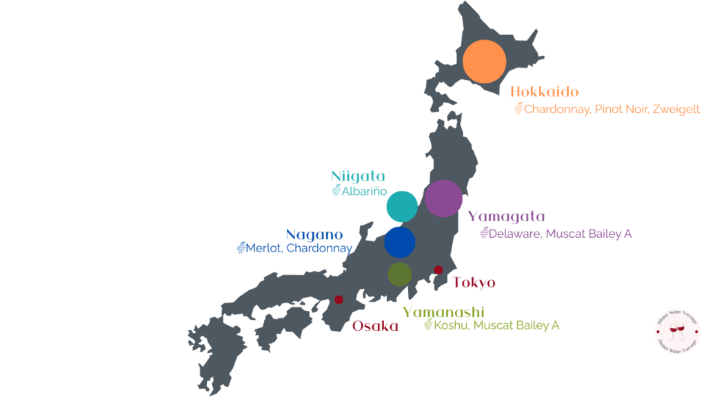 map showing Where Japan’s Wine Grapes Grow Best