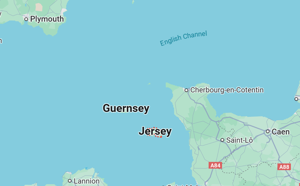 map of Guernsey and Jersey wine region of the UK