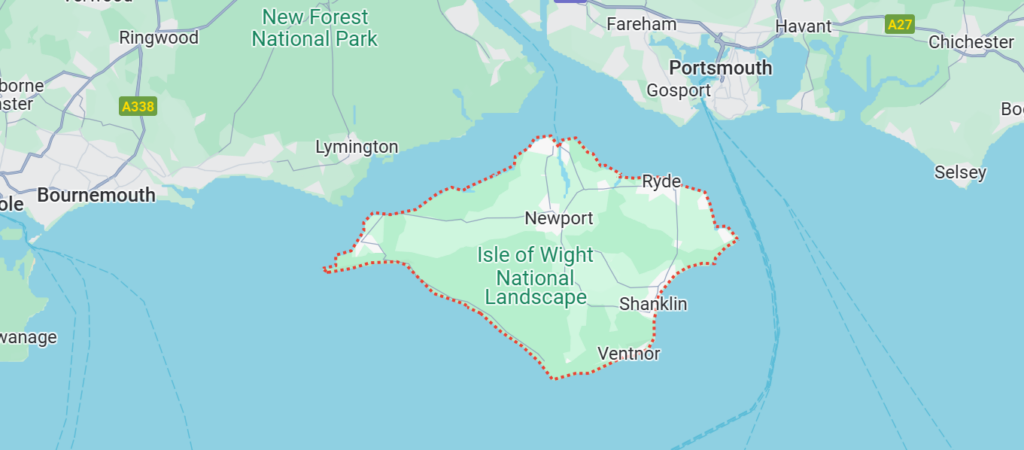 map of the Isle of Wight wine region of the UK